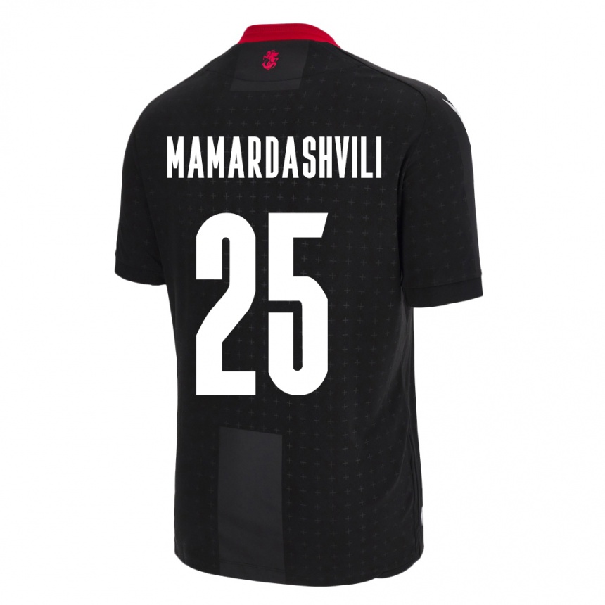 Kids Football Georgia Giorgi Mamardashvili #25 Black Away Jersey 24-26 T-Shirt Uk