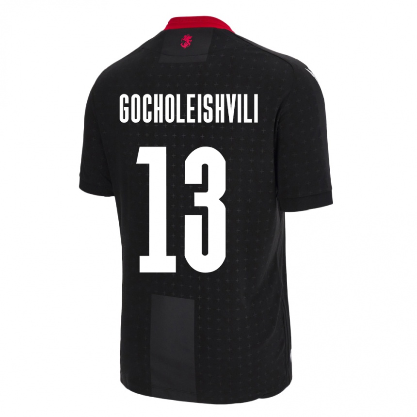 Kids Football Georgia Giorgi Gocholeishvili #13 Black Away Jersey 24-26 T-Shirt Uk