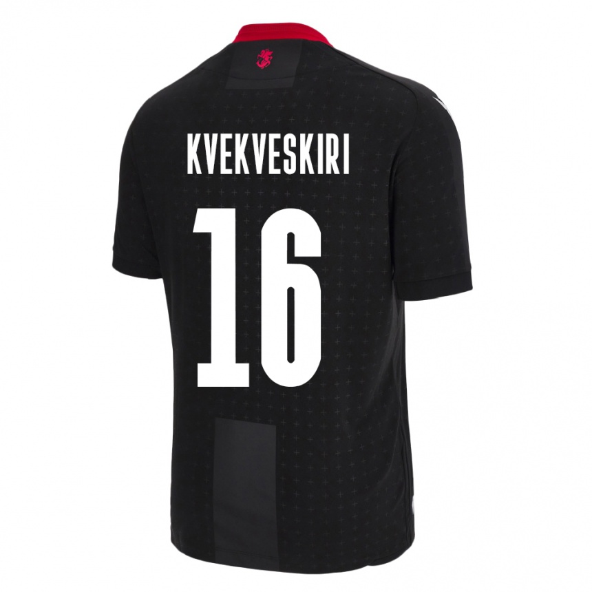 Kids Football Georgia Nika Kvekveskiri #16 Black Away Jersey 24-26 T-Shirt Uk