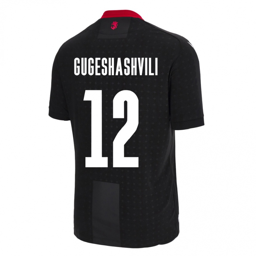 Kids Football Georgia Luka Gugeshashvili #12 Black Away Jersey 24-26 T-Shirt Uk