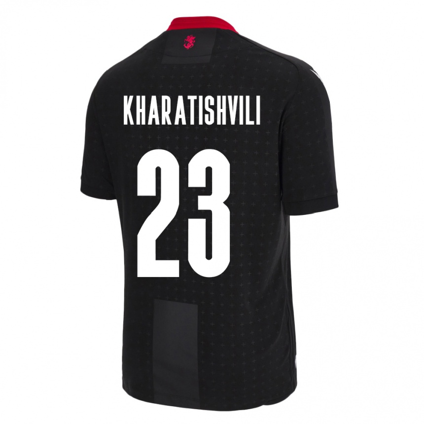 Kids Football Georgia Luka Kharatishvili #23 Black Away Jersey 24-26 T-Shirt Uk