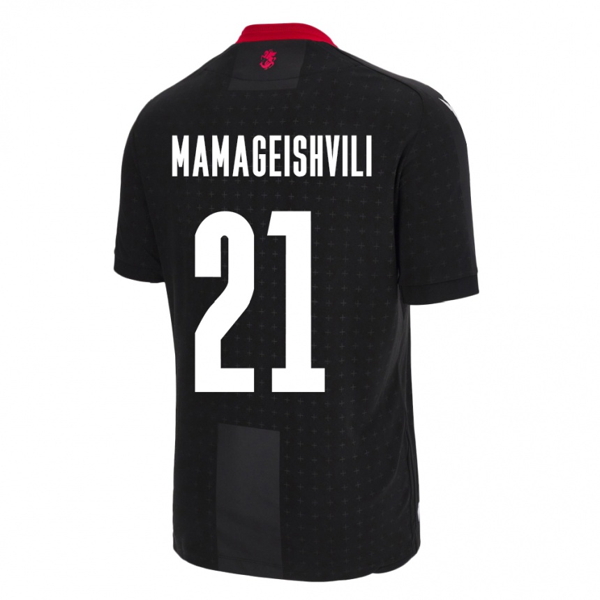 Kids Football Georgia Otar Mamageishvili #21 Black Away Jersey 24-26 T-Shirt Uk