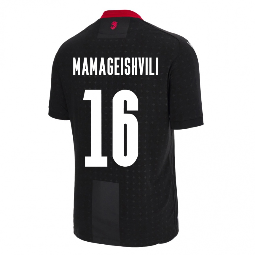 Kids Football Georgia Gizo Mamageishvili #16 Black Away Jersey 24-26 T-Shirt Uk