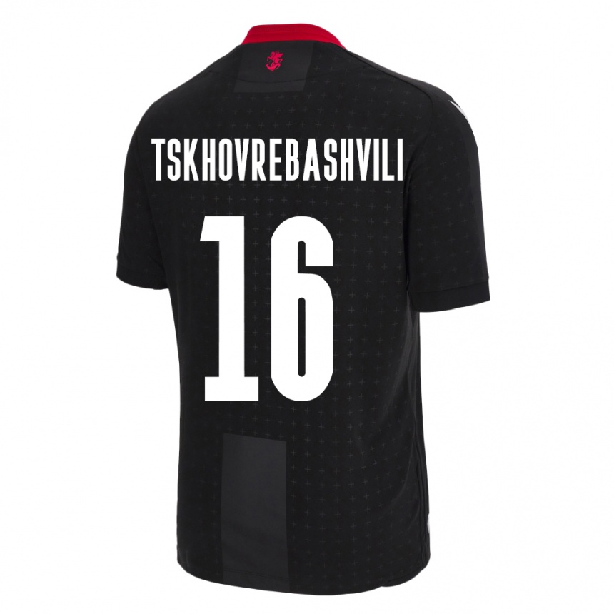 Kids Football Georgia Nikoloz Tskhovrebashvili #16 Black Away Jersey 24-26 T-Shirt Uk