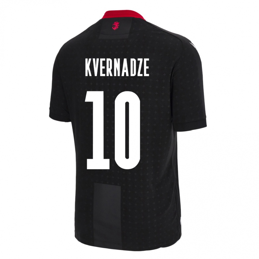 Kids Football Georgia Giorgi Kvernadze #10 Black Away Jersey 24-26 T-Shirt Uk