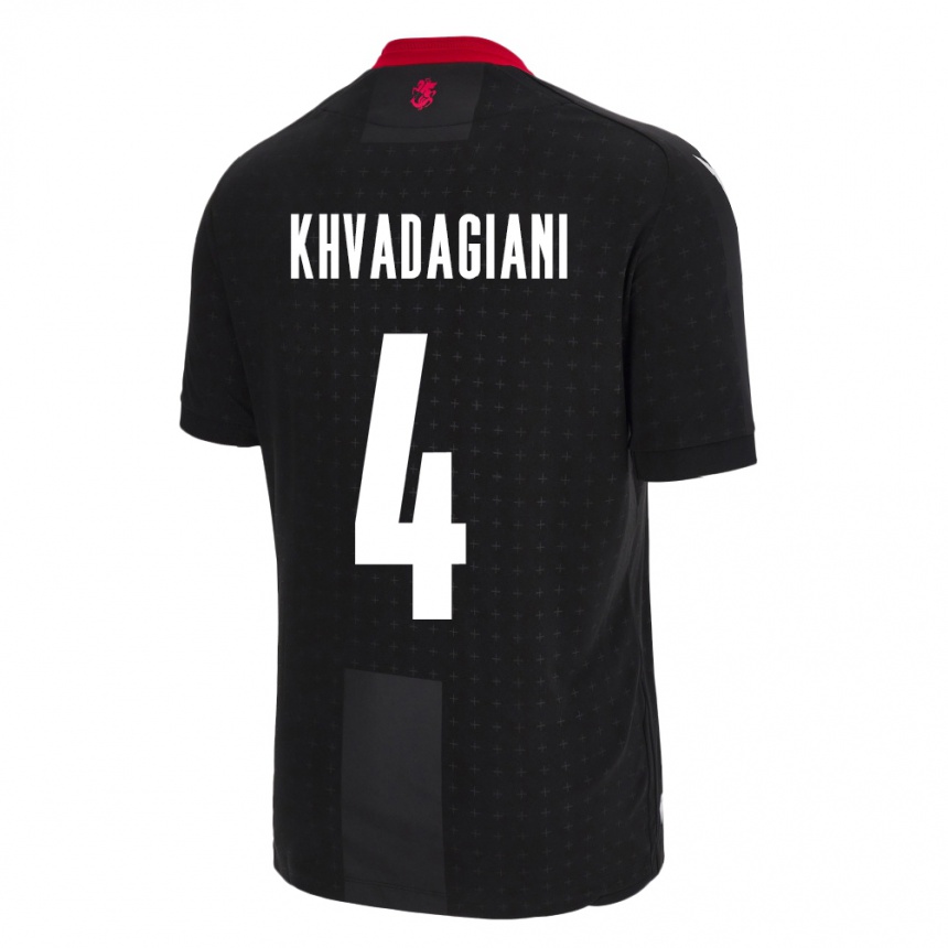 Kids Football Georgia Saba Khvadagiani #4 Black Away Jersey 24-26 T-Shirt Uk