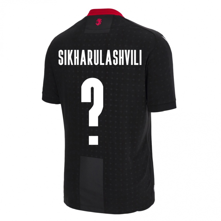 Kids Football Georgia Nika Sikharulashvili #0 Black Away Jersey 24-26 T-Shirt Uk