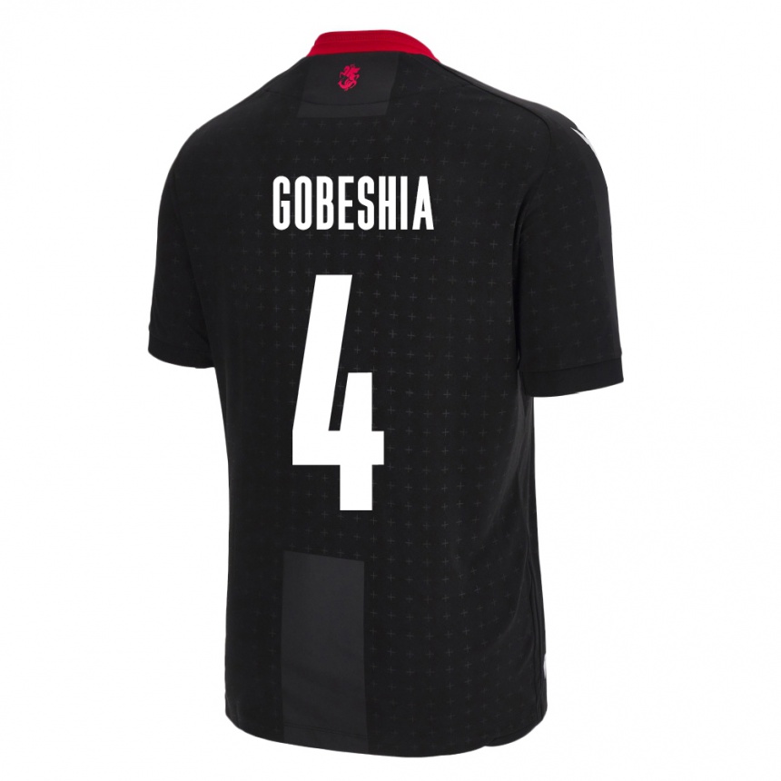 Kids Football Georgia Tengo Gobeshia #4 Black Away Jersey 24-26 T-Shirt Uk