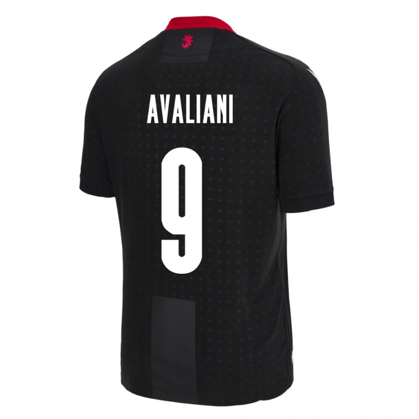 Kids Football Georgia Aleksandre Avaliani #9 Black Away Jersey 24-26 T-Shirt Uk