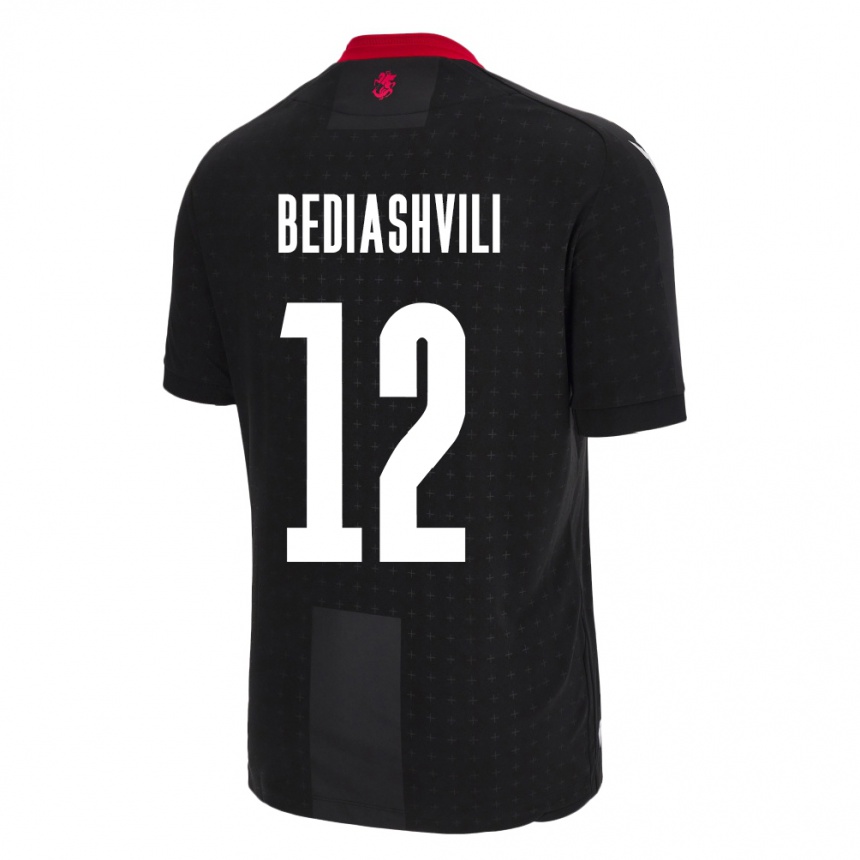 Kids Football Georgia Giorgi Bediashvili #12 Black Away Jersey 24-26 T-Shirt Uk