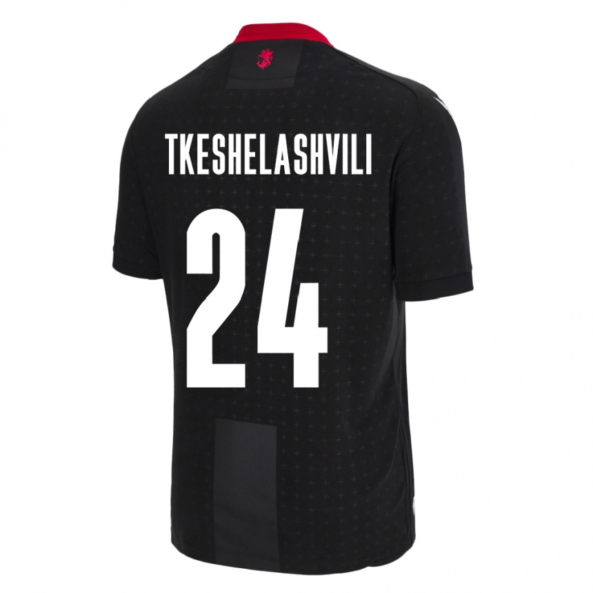 Kids Football Georgia Amiran Tkeshelashvili #24 Black Away Jersey 24-26 T-Shirt Uk