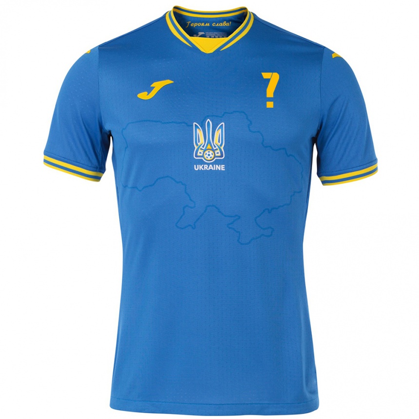 Kids Football Ukraine Your Name #0 Blue Away Jersey 24-26 T-Shirt Uk