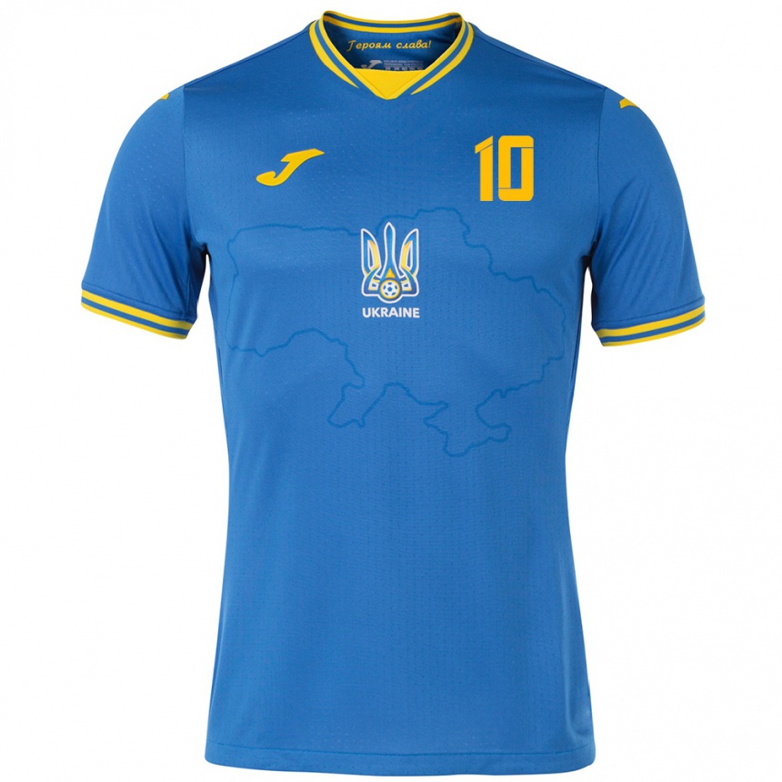 Kids Football Ukraine Artem Shulyanskyi #10 Blue Away Jersey 24-26 T-Shirt Uk