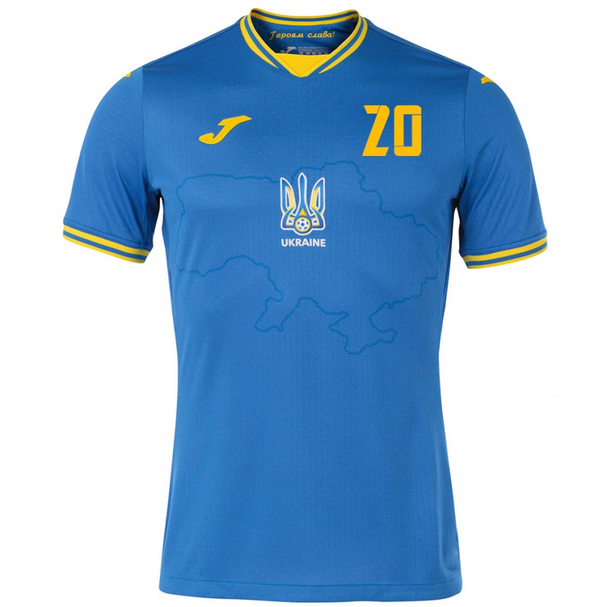 Kids Football Ukraine Eldar Kuliyev #20 Blue Away Jersey 24-26 T-Shirt Uk