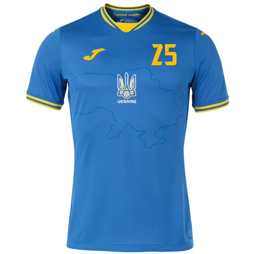 Kids Football Ukraine Vladyslav Vanat #25 Blue Away Jersey 24-26 T-Shirt Uk