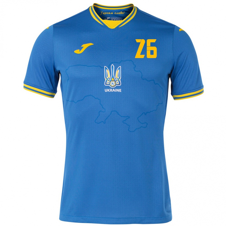 Kids Football Ukraine Bogdan Mykhaylichenko #26 Blue Away Jersey 24-26 T-Shirt Uk