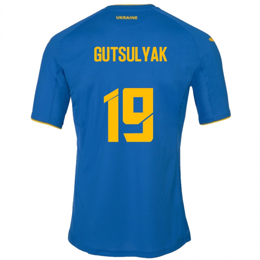 Kids Football Ukraine Oleksiy Gutsulyak #19 Blue Away Jersey 24-26 T-Shirt Uk