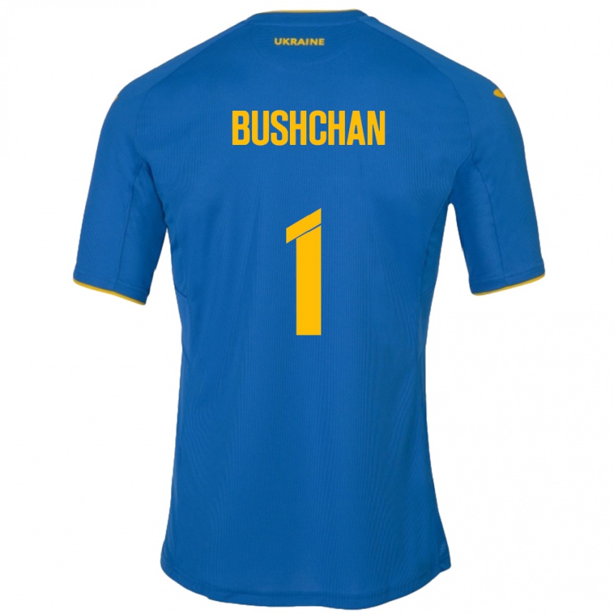 Kids Football Ukraine Georgiy Bushchan #1 Blue Away Jersey 24-26 T-Shirt Uk