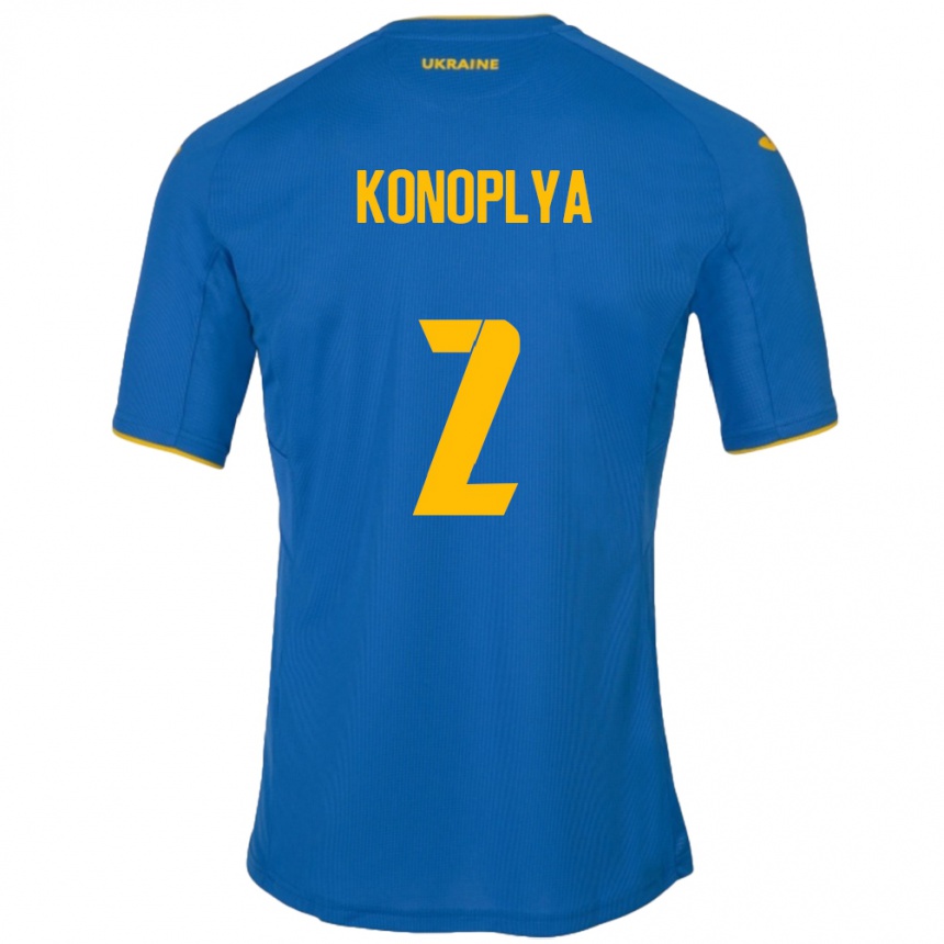 Kids Football Ukraine Yukhym Konoplya #2 Blue Away Jersey 24-26 T-Shirt Uk