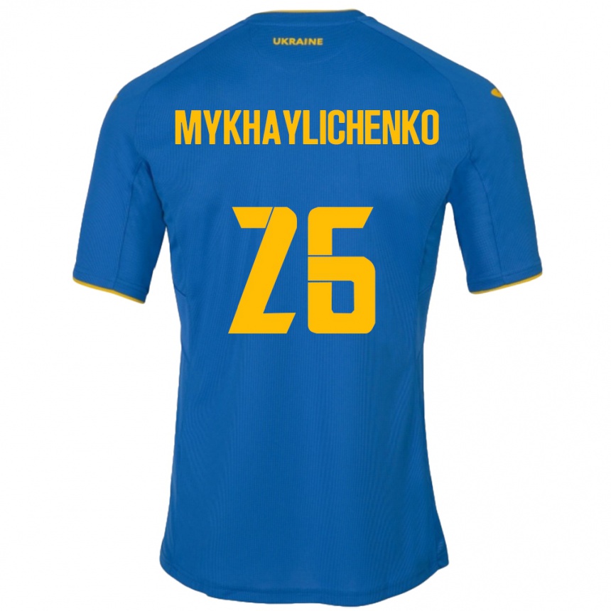 Kids Football Ukraine Bogdan Mykhaylichenko #26 Blue Away Jersey 24-26 T-Shirt Uk