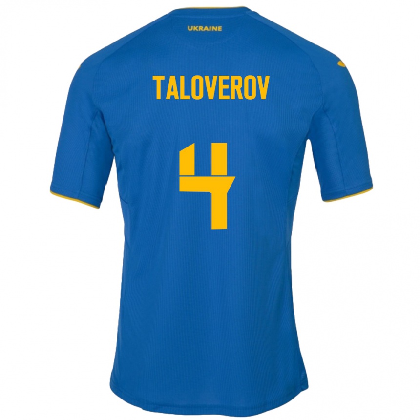 Kids Football Ukraine Maksym Taloverov #4 Blue Away Jersey 24-26 T-Shirt Uk