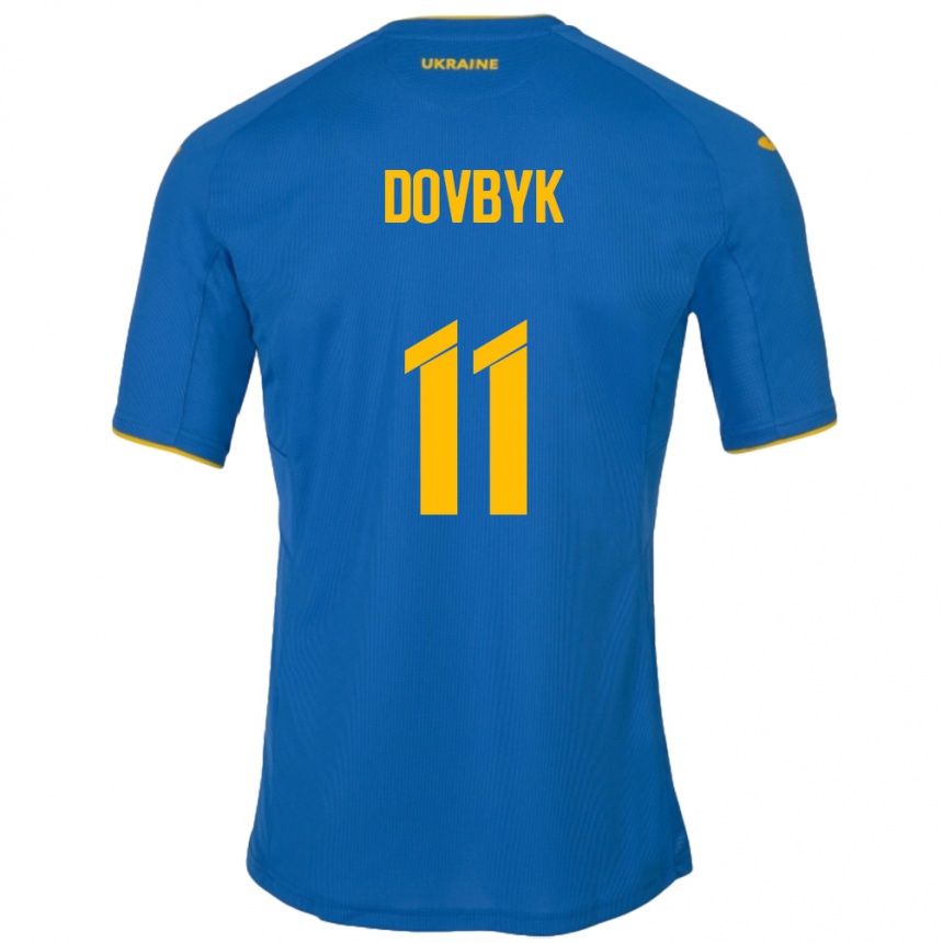 Kids Football Ukraine Artem Dovbyk #11 Blue Away Jersey 24-26 T-Shirt Uk