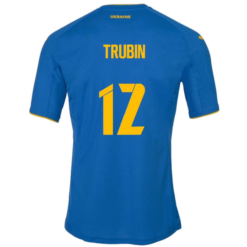 Kids Football Ukraine Anatoliy Trubin #12 Blue Away Jersey 24-26 T-Shirt Uk