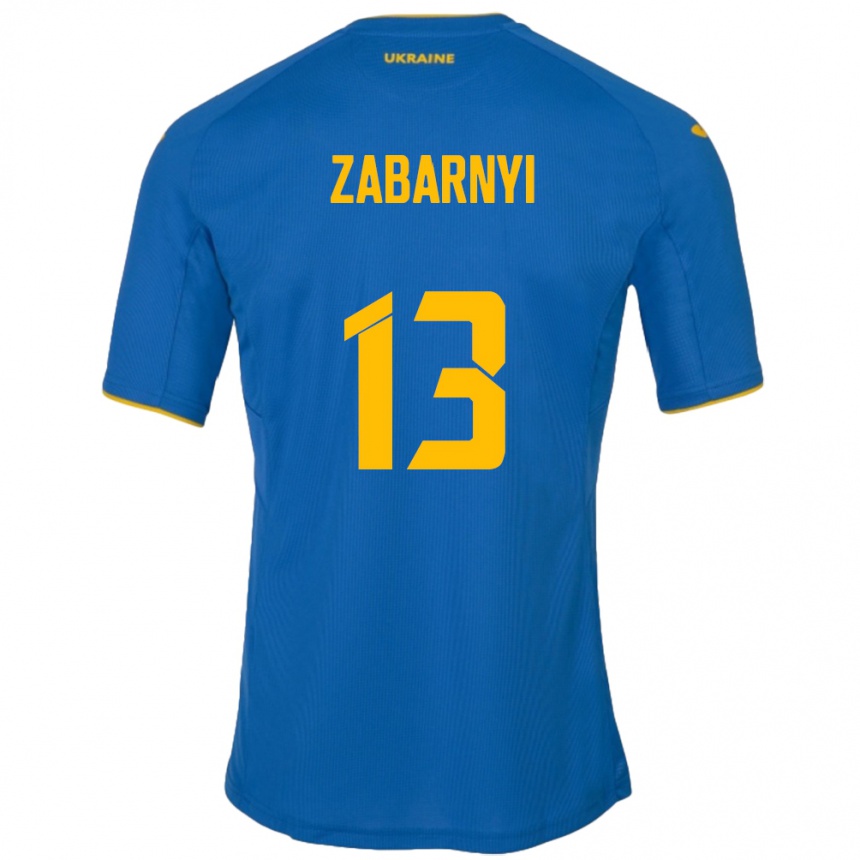 Kids Football Ukraine Ilya Zabarnyi #13 Blue Away Jersey 24-26 T-Shirt Uk