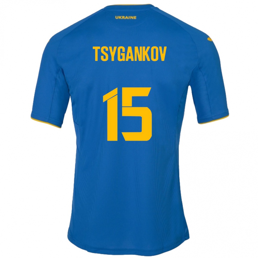 Kids Football Ukraine Viktor Tsygankov #15 Blue Away Jersey 24-26 T-Shirt Uk