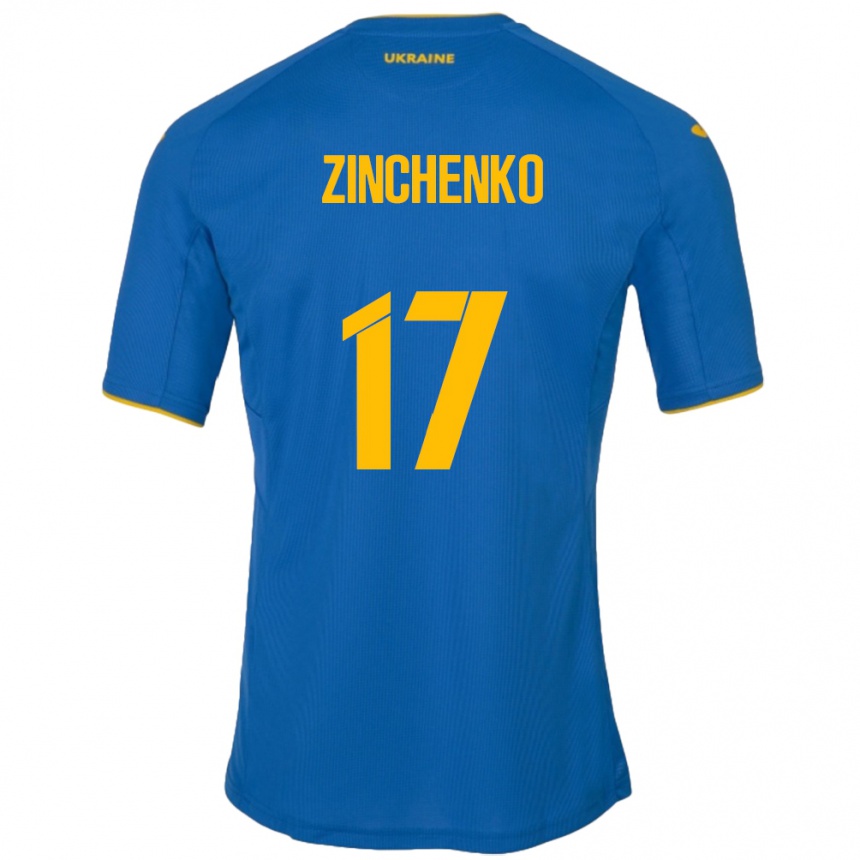 Kids Football Ukraine Oleksandr Zinchenko #17 Blue Away Jersey 24-26 T-Shirt Uk