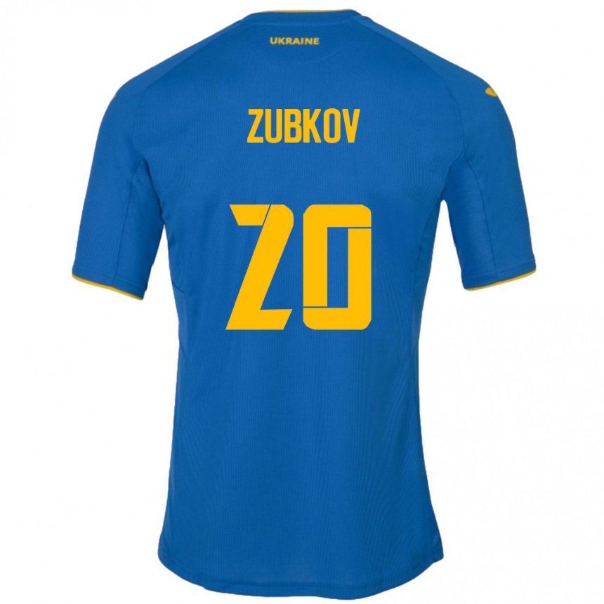 Kids Football Ukraine Oleksandr Zubkov #20 Blue Away Jersey 24-26 T-Shirt Uk