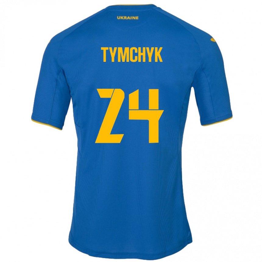 Kids Football Ukraine Oleksandr Tymchyk #24 Blue Away Jersey 24-26 T-Shirt Uk