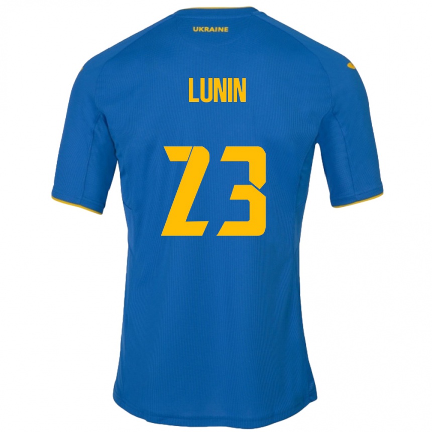 Kids Football Ukraine Andriy Lunin #23 Blue Away Jersey 24-26 T-Shirt Uk