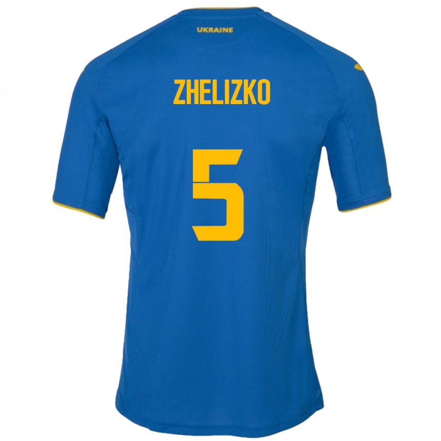 Kids Football Ukraine Ivan Zhelizko #5 Blue Away Jersey 24-26 T-Shirt Uk