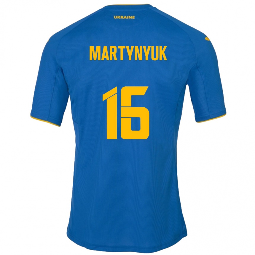 Kids Football Ukraine Oleksandr Martynyuk #16 Blue Away Jersey 24-26 T-Shirt Uk