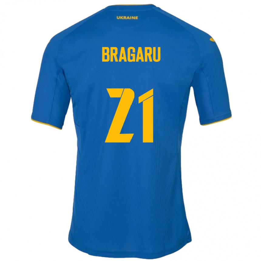 Kids Football Ukraine Maksym Bragaru #21 Blue Away Jersey 24-26 T-Shirt Uk