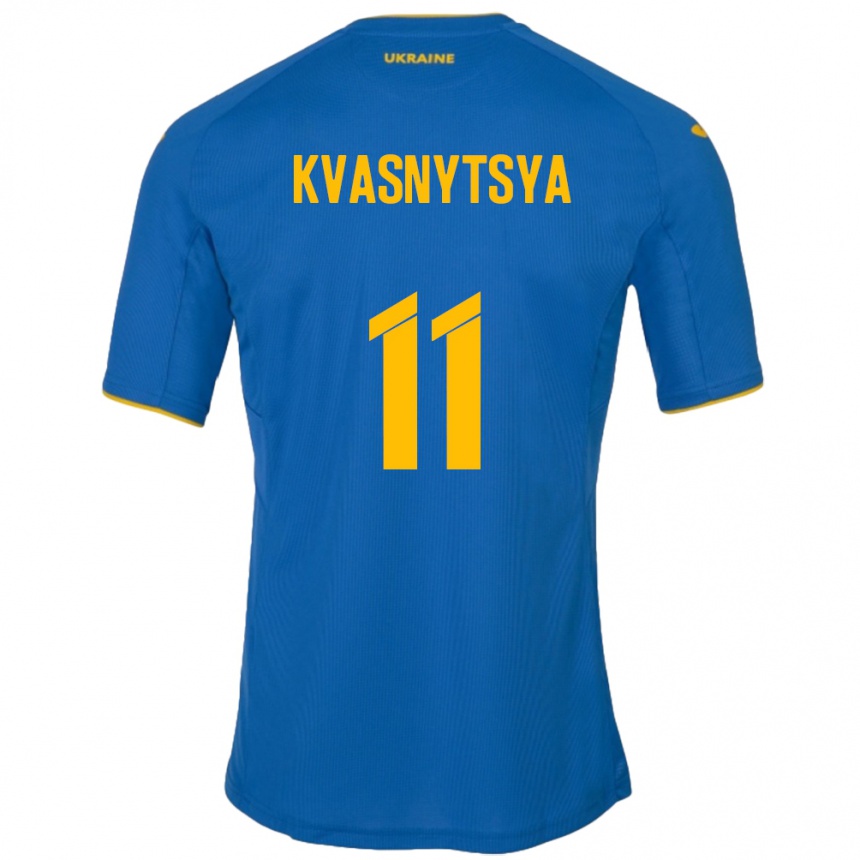 Kids Football Ukraine Ilya Kvasnytsya #11 Blue Away Jersey 24-26 T-Shirt Uk