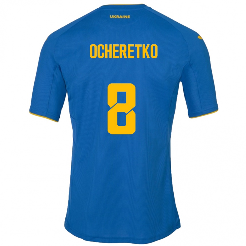 Kids Football Ukraine Oleg Ocheretko #8 Blue Away Jersey 24-26 T-Shirt Uk