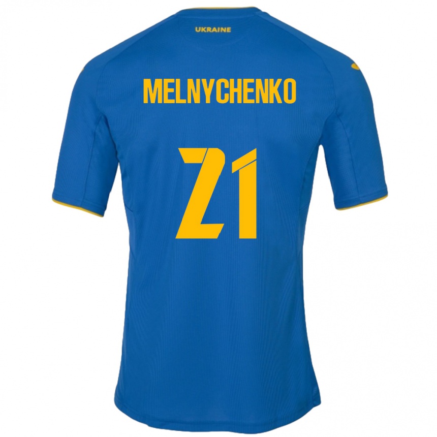 Kids Football Ukraine Maksym Melnychenko #21 Blue Away Jersey 24-26 T-Shirt Uk