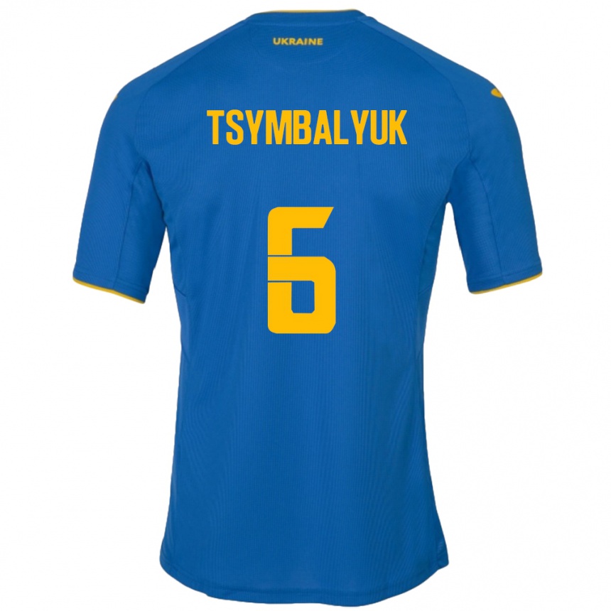 Kids Football Ukraine Maksym Tsymbalyuk #6 Blue Away Jersey 24-26 T-Shirt Uk