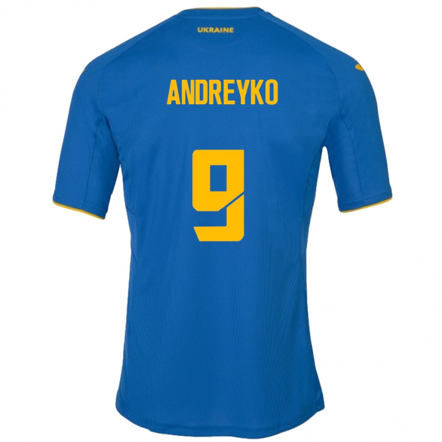 Kids Football Ukraine Ivan Andreyko #9 Blue Away Jersey 24-26 T-Shirt Uk