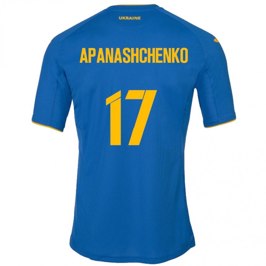 Kids Football Ukraine Daryna Apanashchenko #17 Blue Away Jersey 24-26 T-Shirt Uk