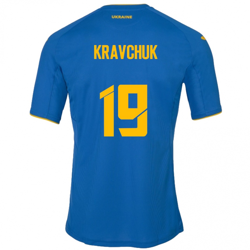 Kids Football Ukraine Roksolana Kravchuk #19 Blue Away Jersey 24-26 T-Shirt Uk