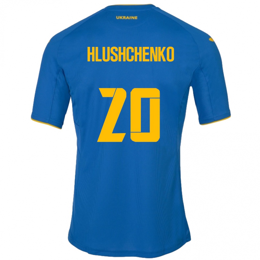 Kids Football Ukraine Inna Hlushchenko #20 Blue Away Jersey 24-26 T-Shirt Uk