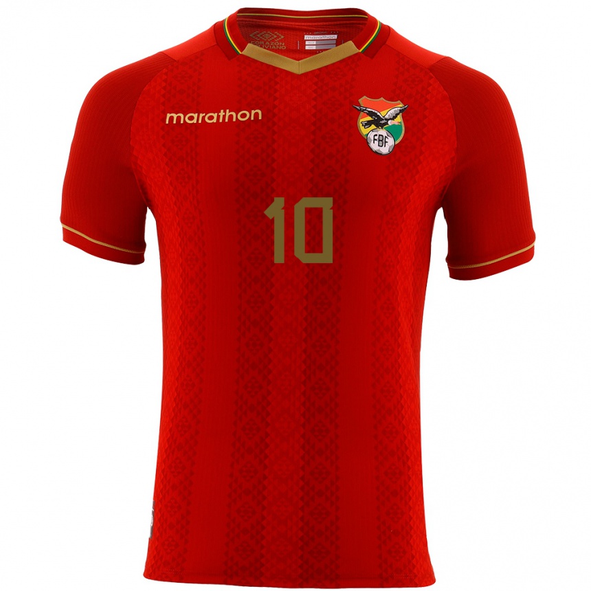 Kids Football Bolivia Ramiro Vaca #10 Red Away Jersey 24-26 T-Shirt Uk