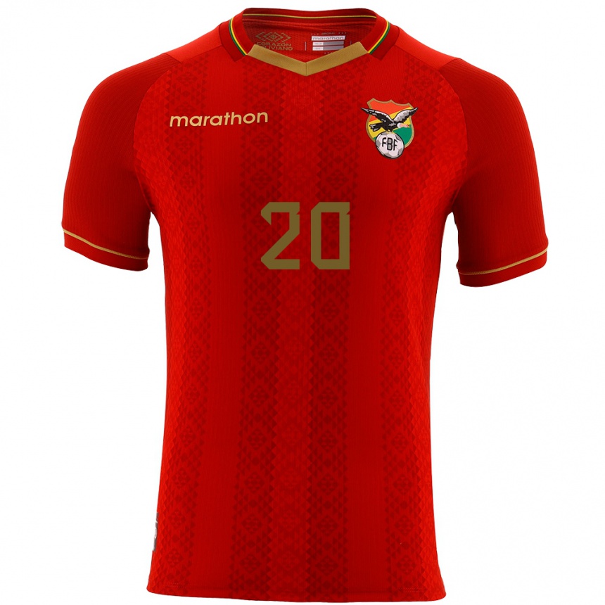 Kids Football Bolivia Pablo Vaca #20 Red Away Jersey 24-26 T-Shirt Uk