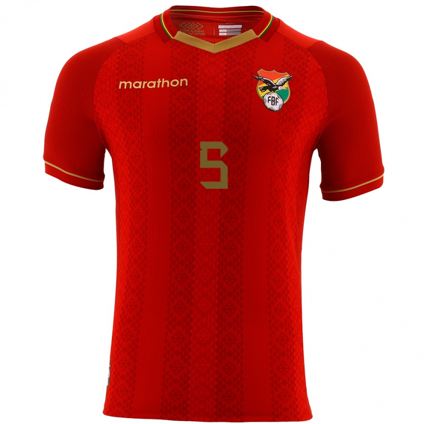 Kids Football Bolivia César Romero #5 Red Away Jersey 24-26 T-Shirt Uk