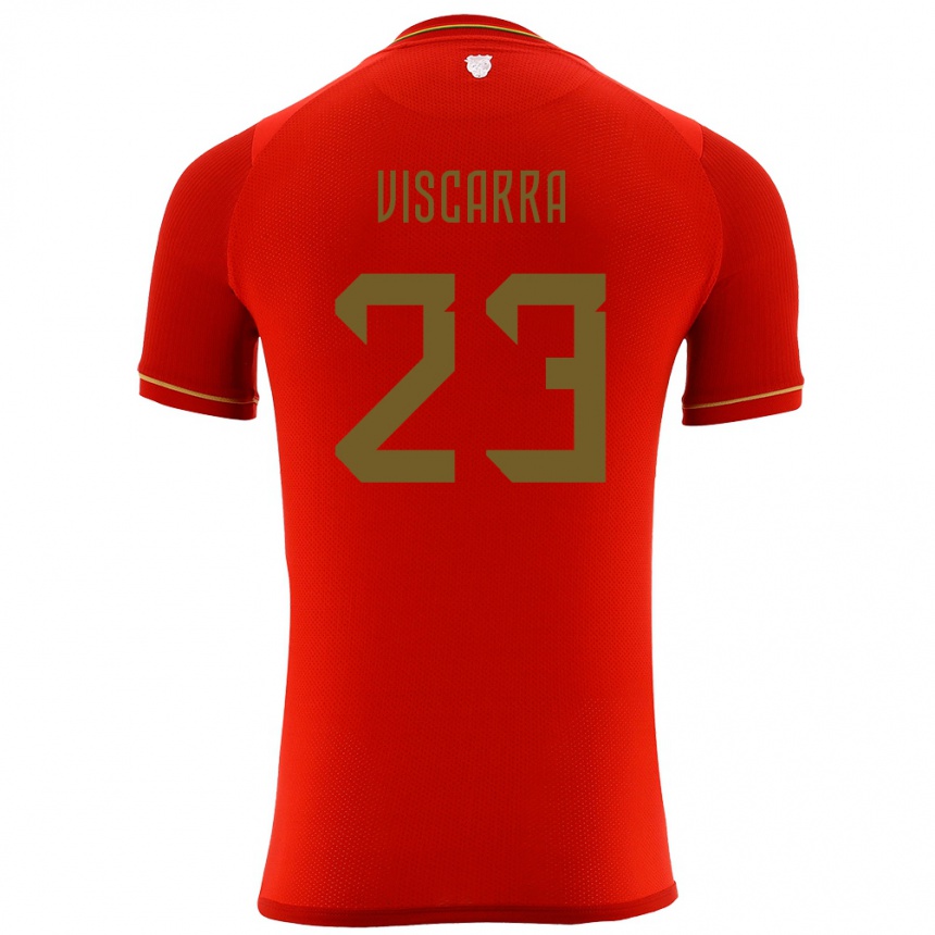 Kids Football Bolivia Guillermo Viscarra #23 Red Away Jersey 24-26 T-Shirt Uk