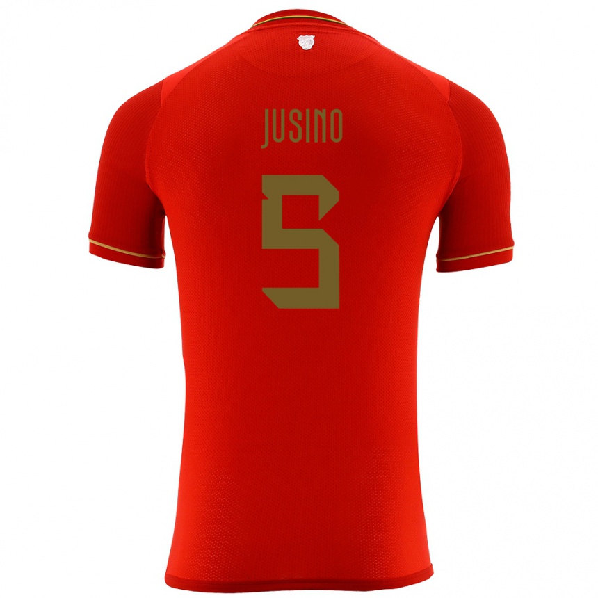 Kids Football Bolivia Adrián Jusino #5 Red Away Jersey 24-26 T-Shirt Uk