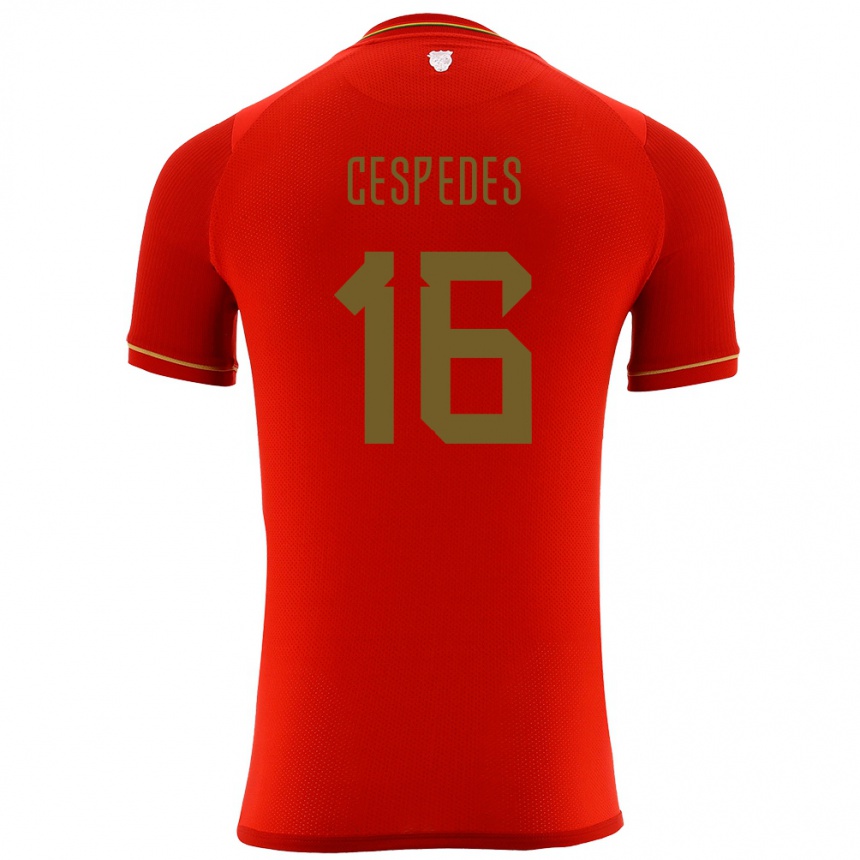 Kids Football Bolivia Boris Céspedes #16 Red Away Jersey 24-26 T-Shirt Uk